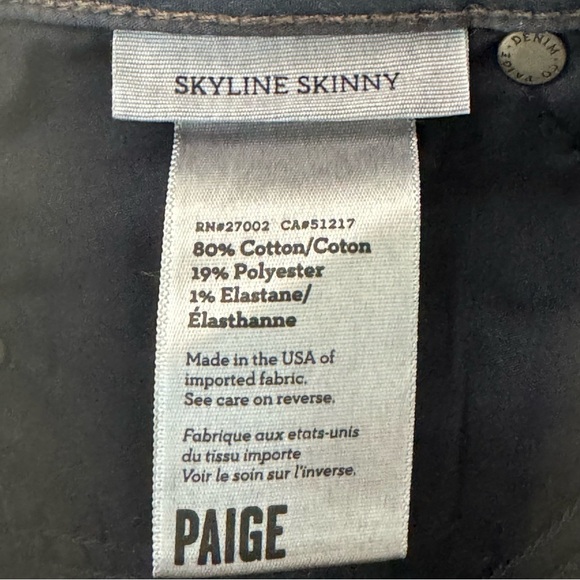 PAIGE Skyline Skinny Jeans Twilight Dark Denim Size 27 - Picture 3 of 16